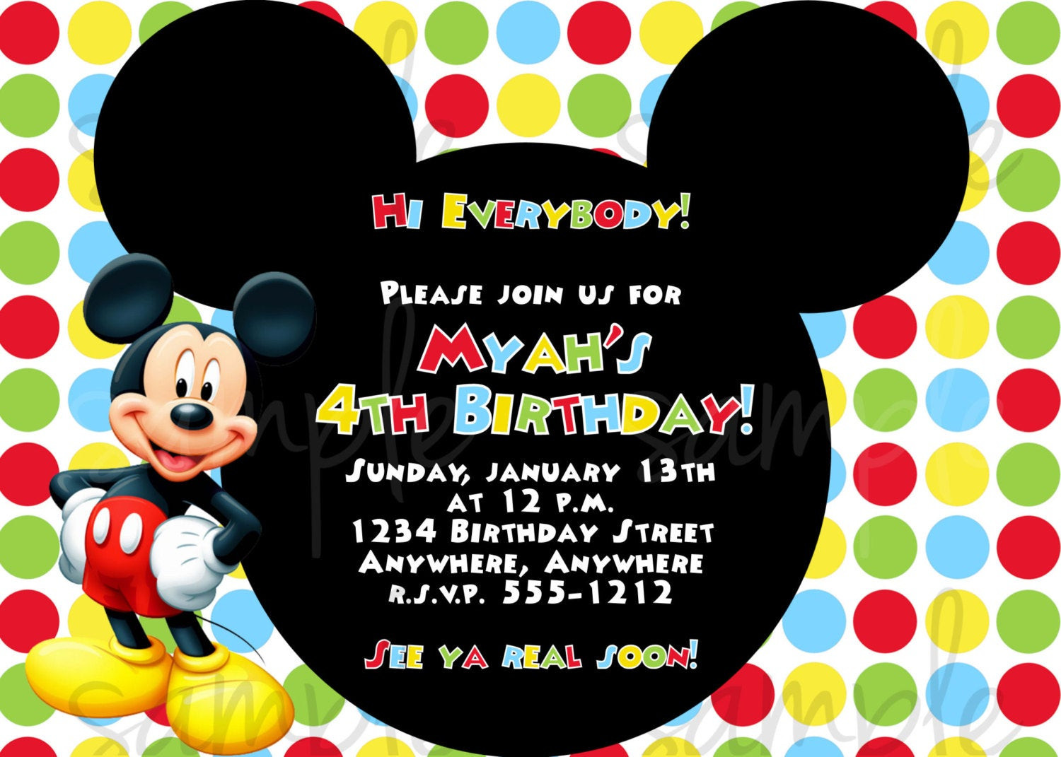 Mickey Mouse Photo Birthday Invitations
 Mickey Mouse Birthday Invitation