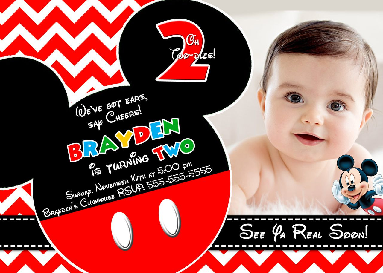 Mickey Mouse Photo Birthday Invitations
 birthday invitation Mickey mouse birthday invitations