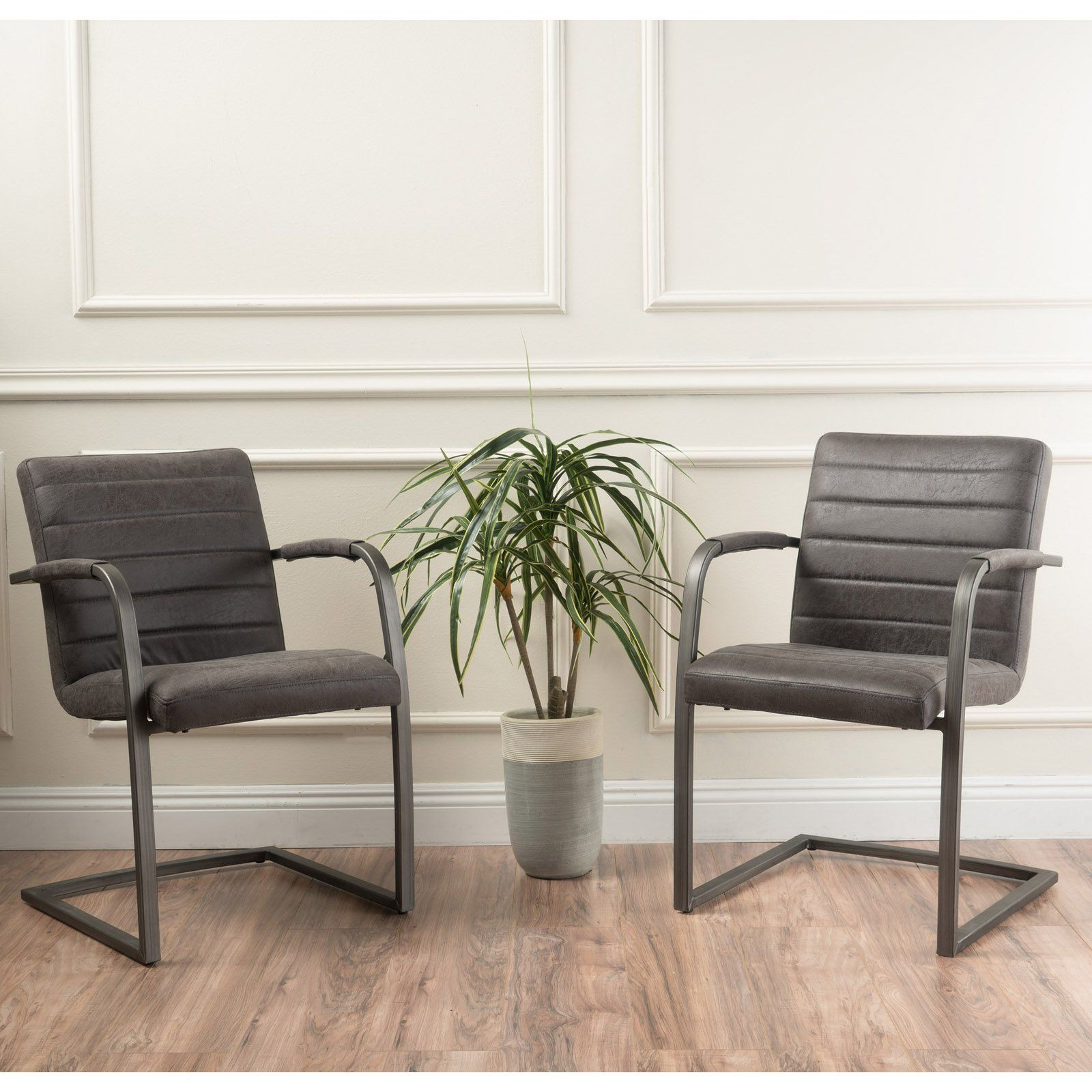 Microfiber Living Room Chairs
 Alta Microfiber Arm Chair Set of 2 Slate