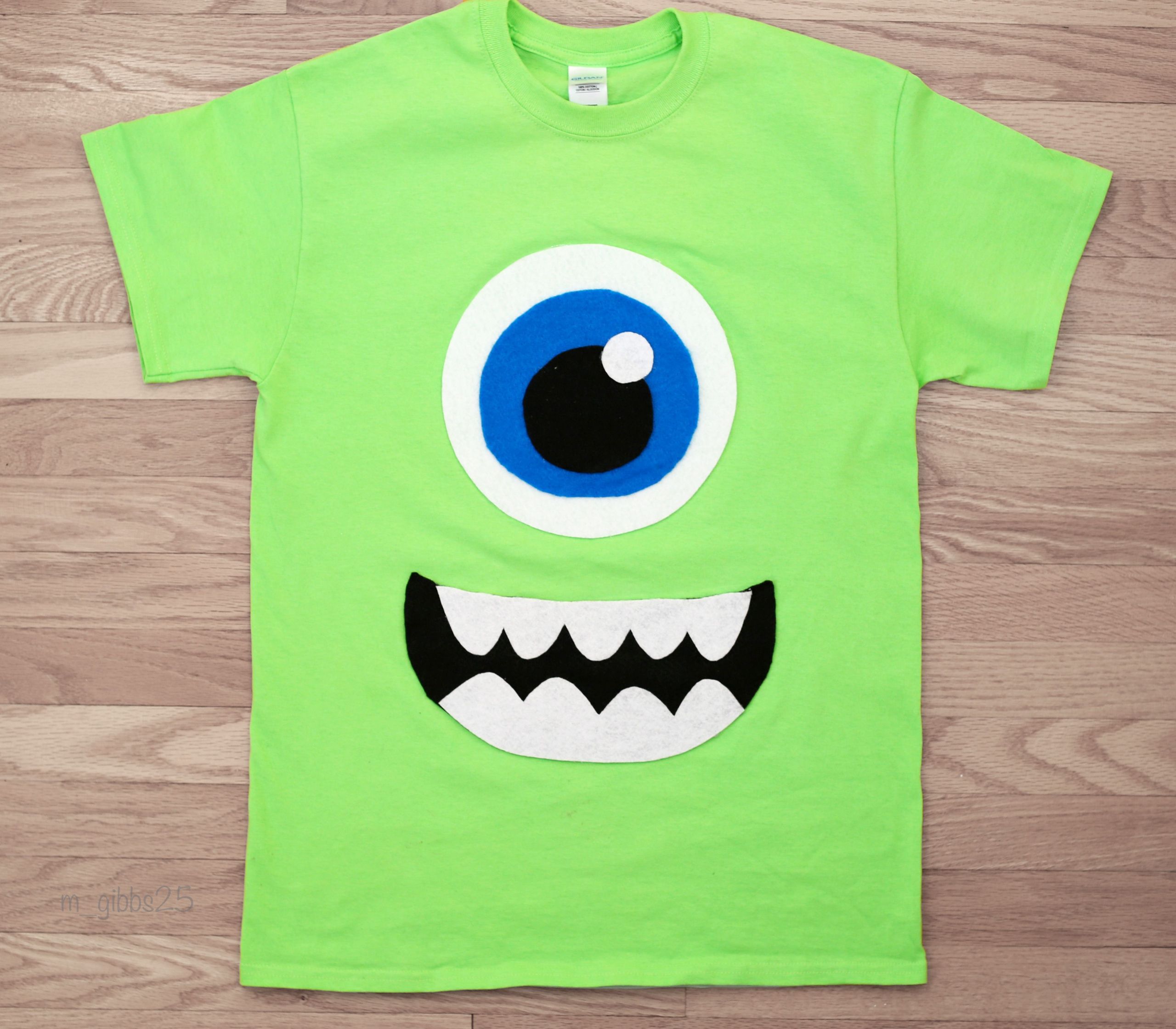 Mike Wazowski Costume DIY
 Mike Wazowski DIY Tshirt Monsters Inc easy Halloween