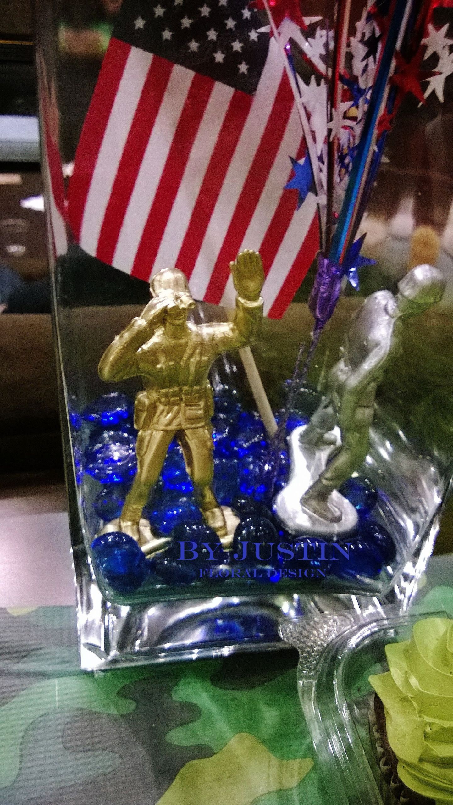 Military Retirement Party Ideas
 patriotic centerpieces Army men deployment party ideas