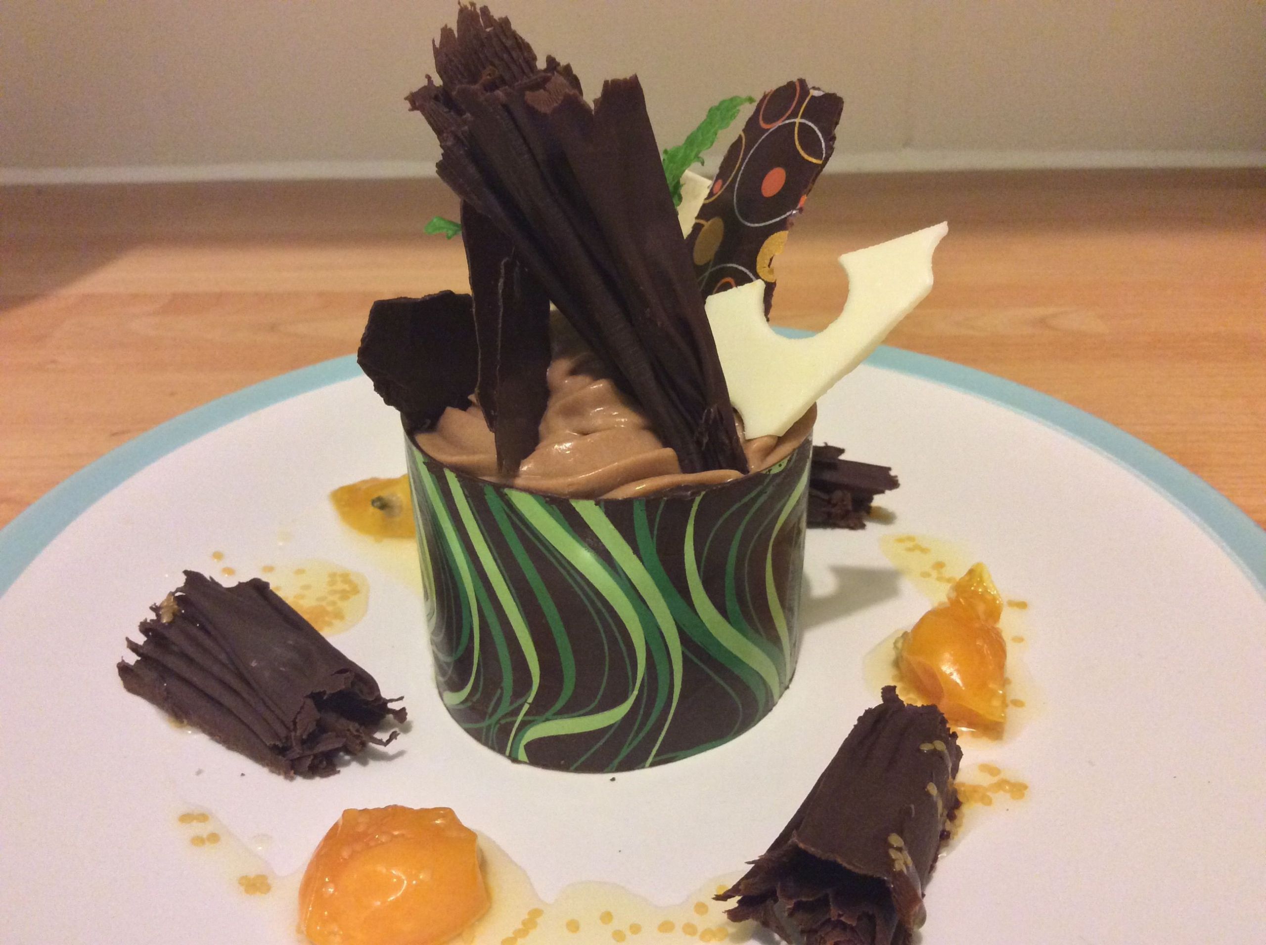 Milk Chocolate Mousse Recipe
 Milk chocolate mousse with chocolate tuiles and physalis