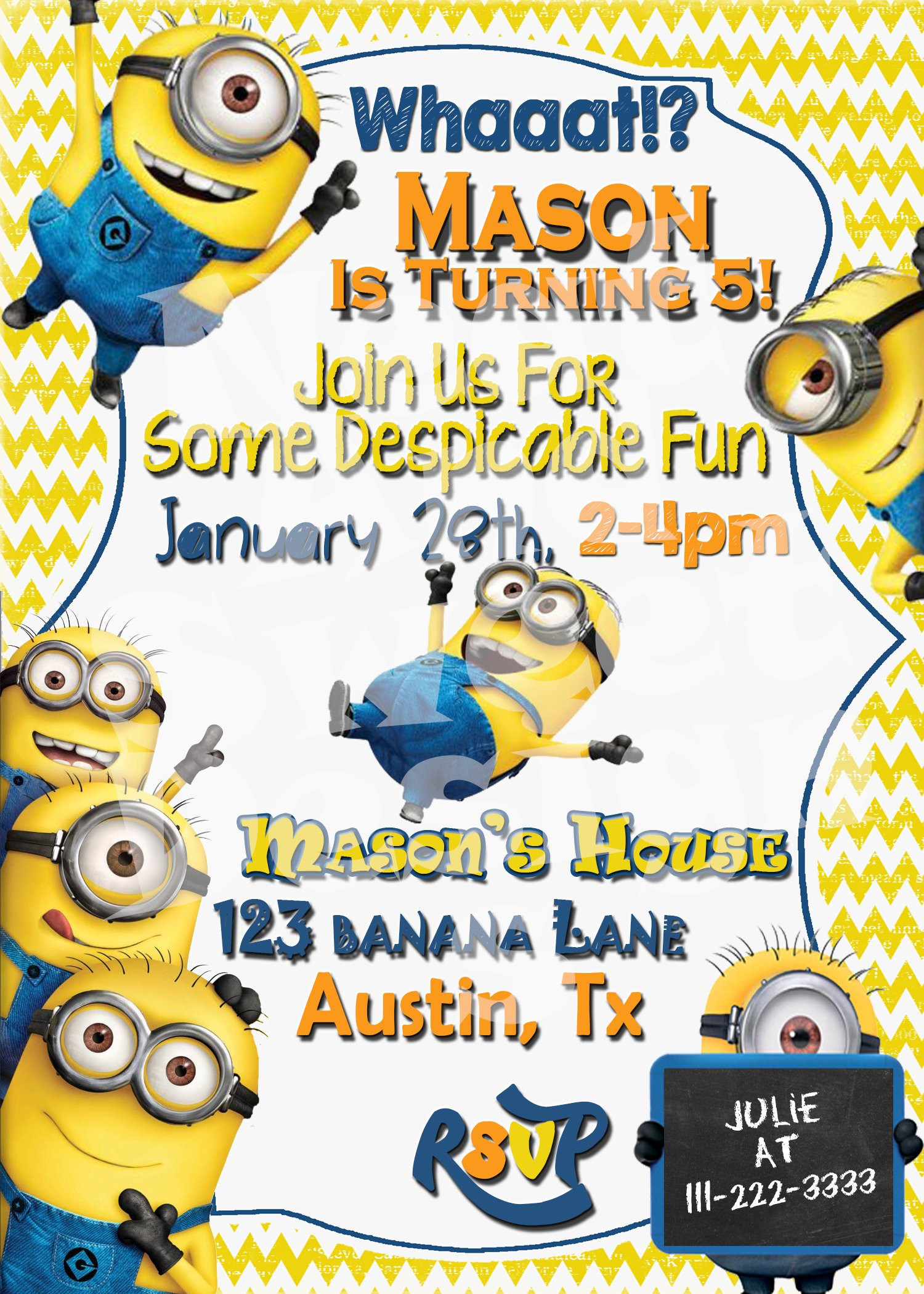 Minion Birthday Invitation
 Minion Birthday Invitation Despicable Me Forever Fab