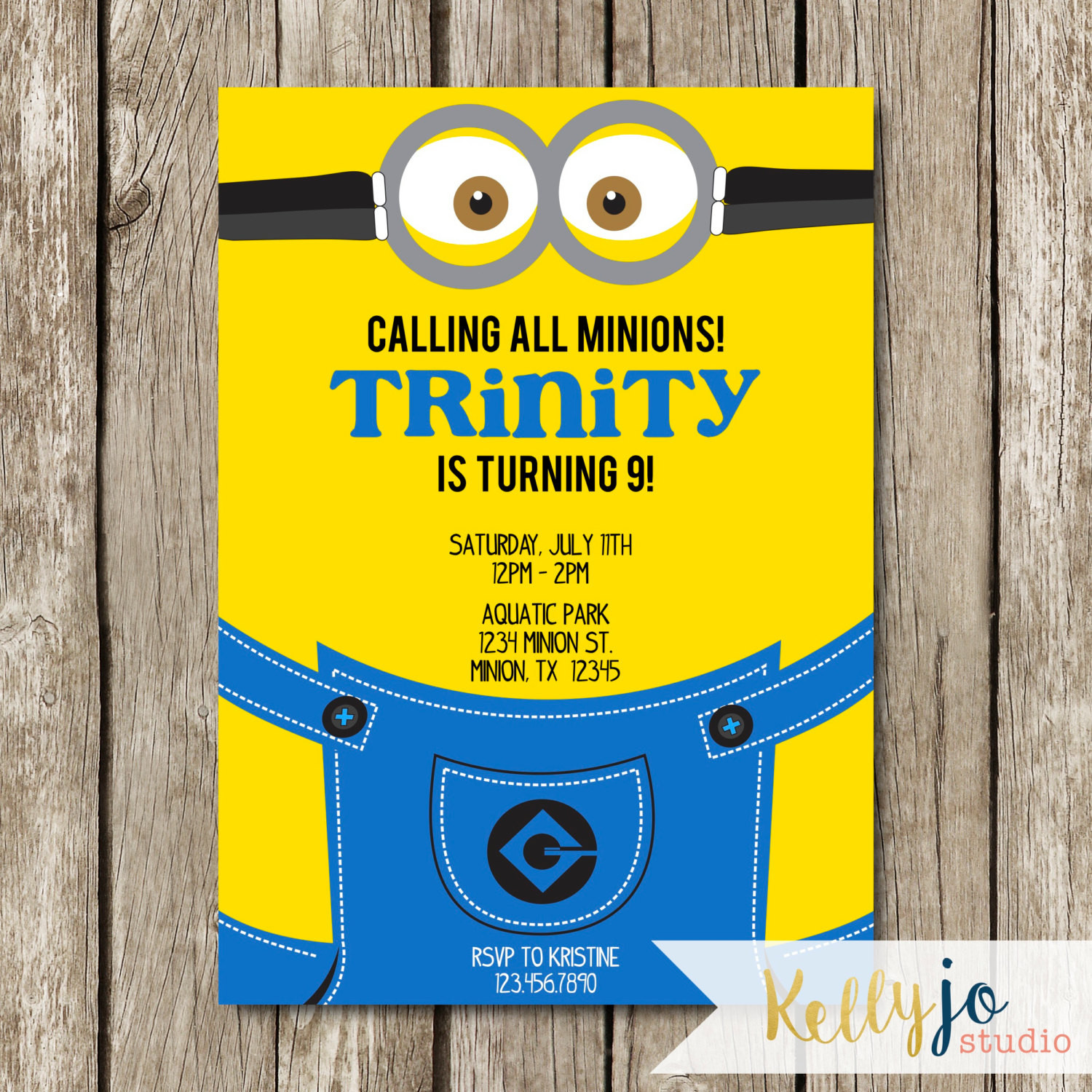 Minion Birthday Invitation
 Minion Birthday Party Invitation Yellow & Blue Minion Invite