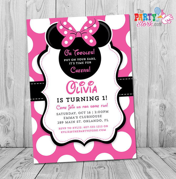 Minnie Birthday Invitations
 Minnie Mouse 1st Birthday Invitations Printable Girls Party