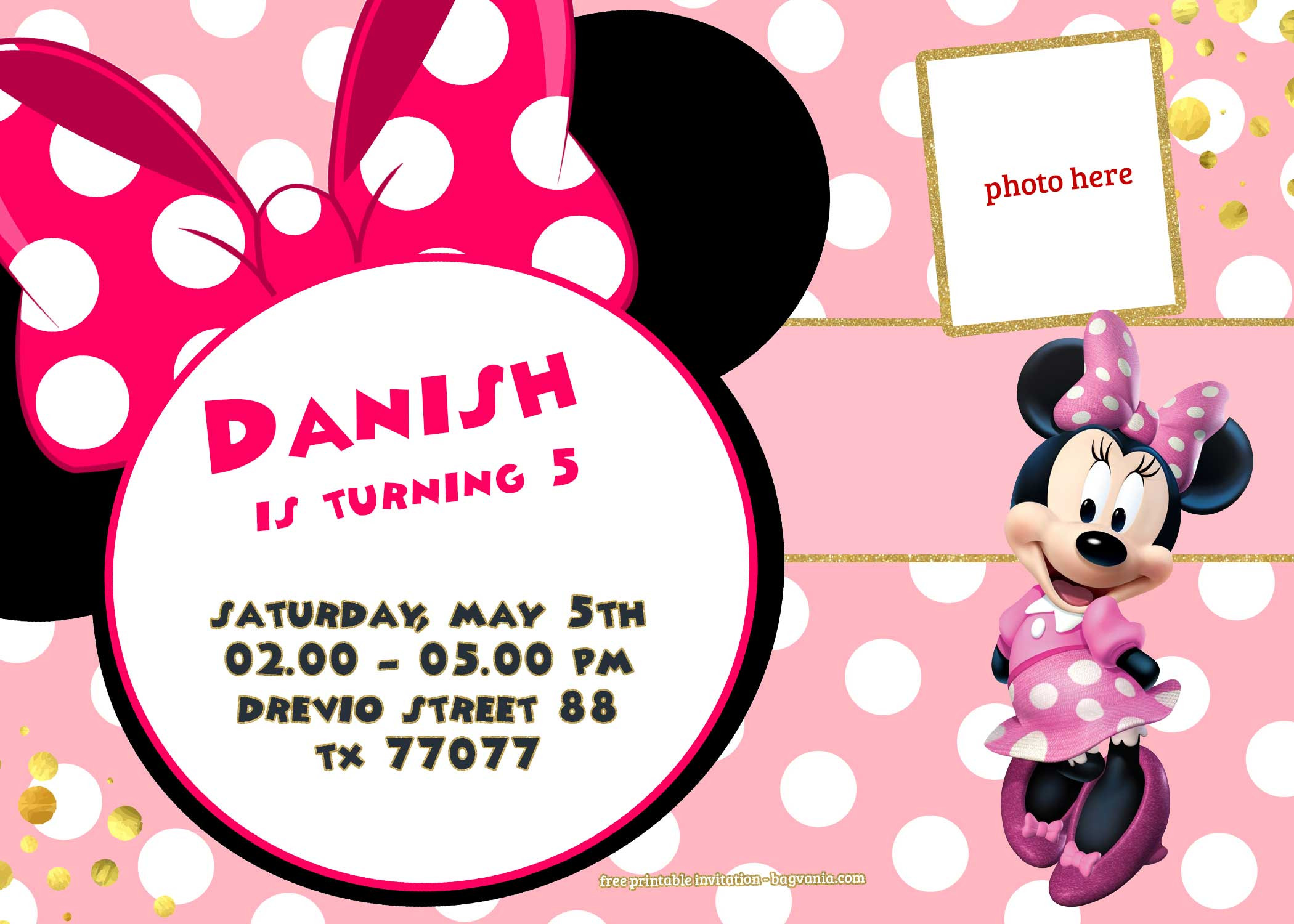 Minnie Birthday Invitations
 FREE Minnie Mouse Invitation Template