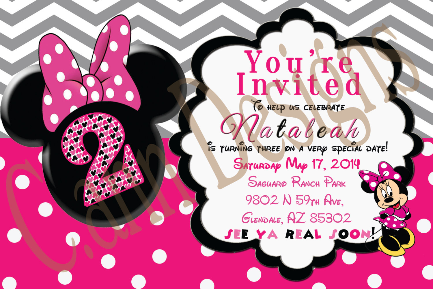 Minnie Birthday Invitations
 Minnie Mouse 2nd Birthday invitations