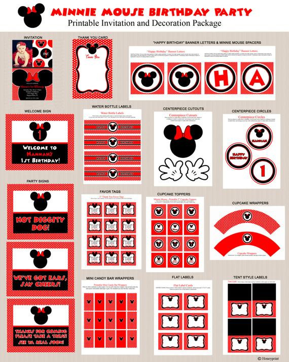 Minnie Mouse Birthday Decorations Red
 Minnie Mouse Birthday Party Printables 4 Minnie Mouse