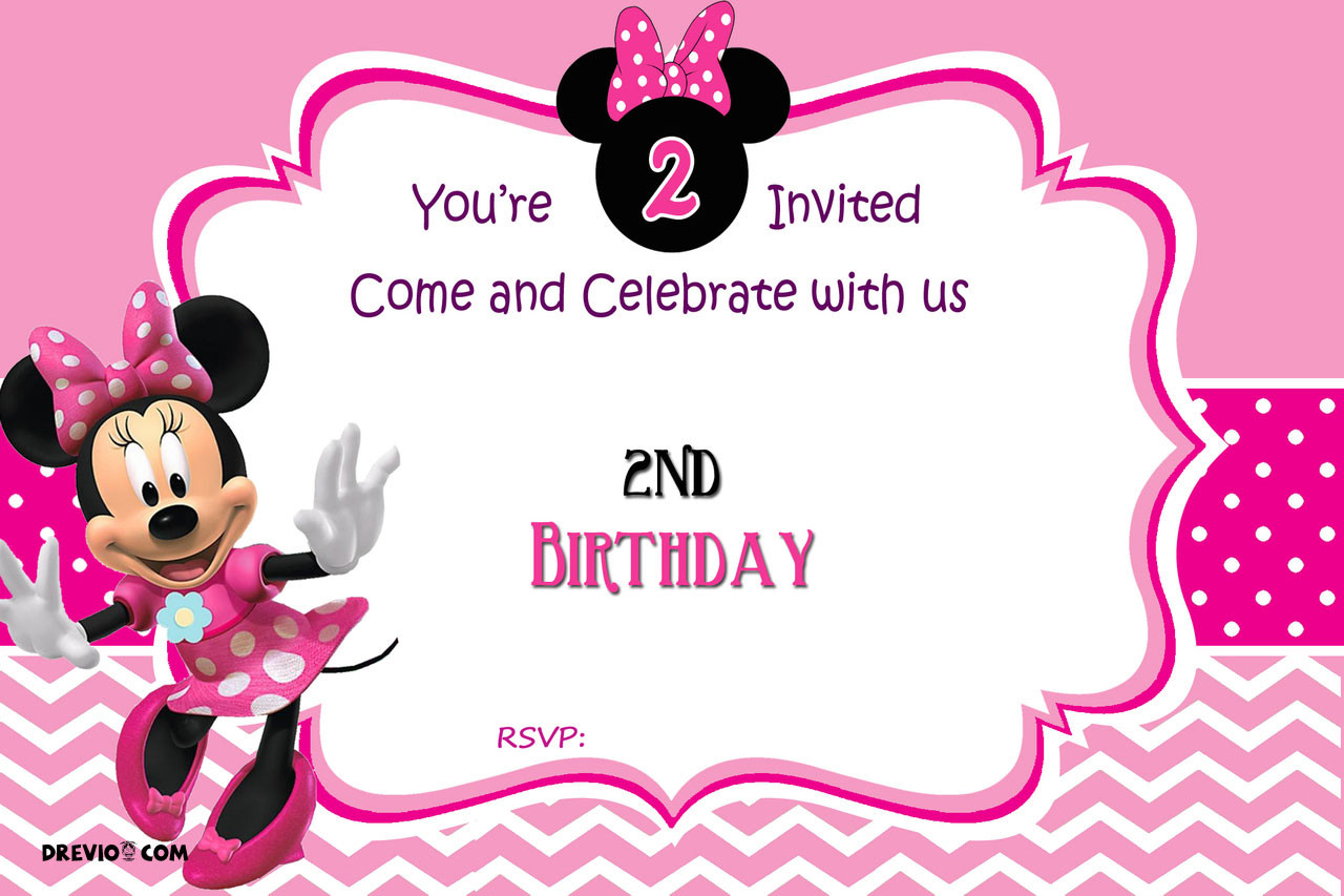 Minnie Mouse Birthday Invitations Printable
 FREE Minnie Mouse 2nd Birthday Invitation Template