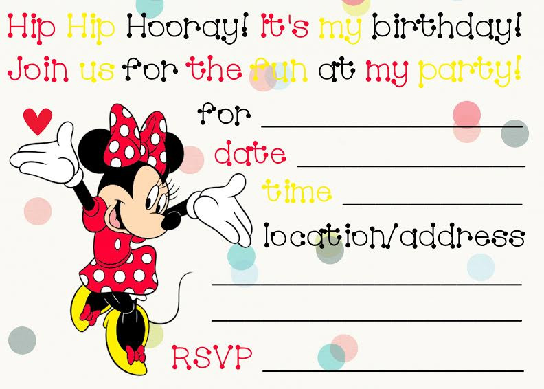 Minnie Mouse Birthday Invitations Printable
 Printable Minnie Mouse Birthday Invitations – FREE