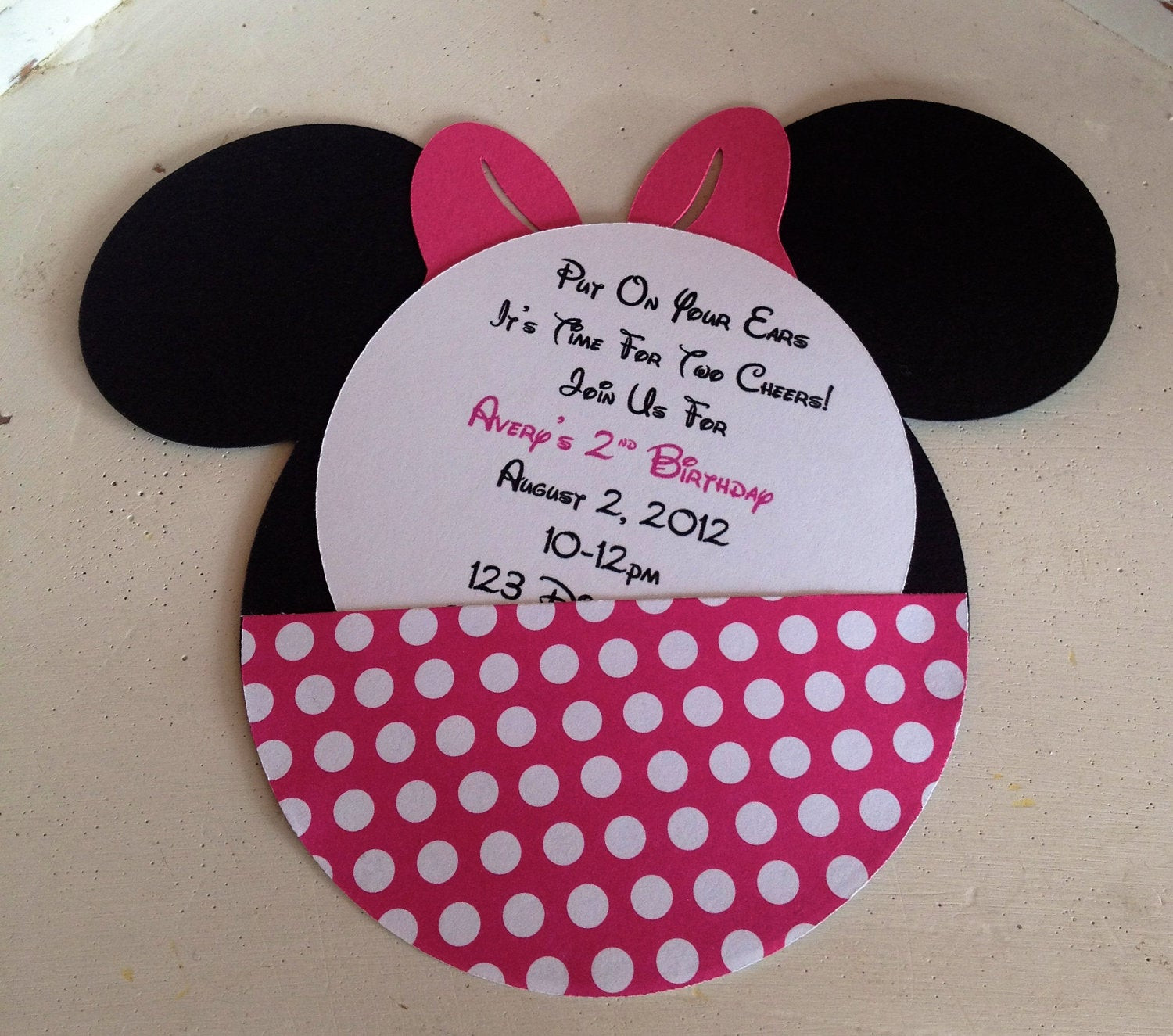 Minnie Mouse Birthday Party Invitations
 Handmade Custom Hot Pink Minnie Mouse Birthday Invitations