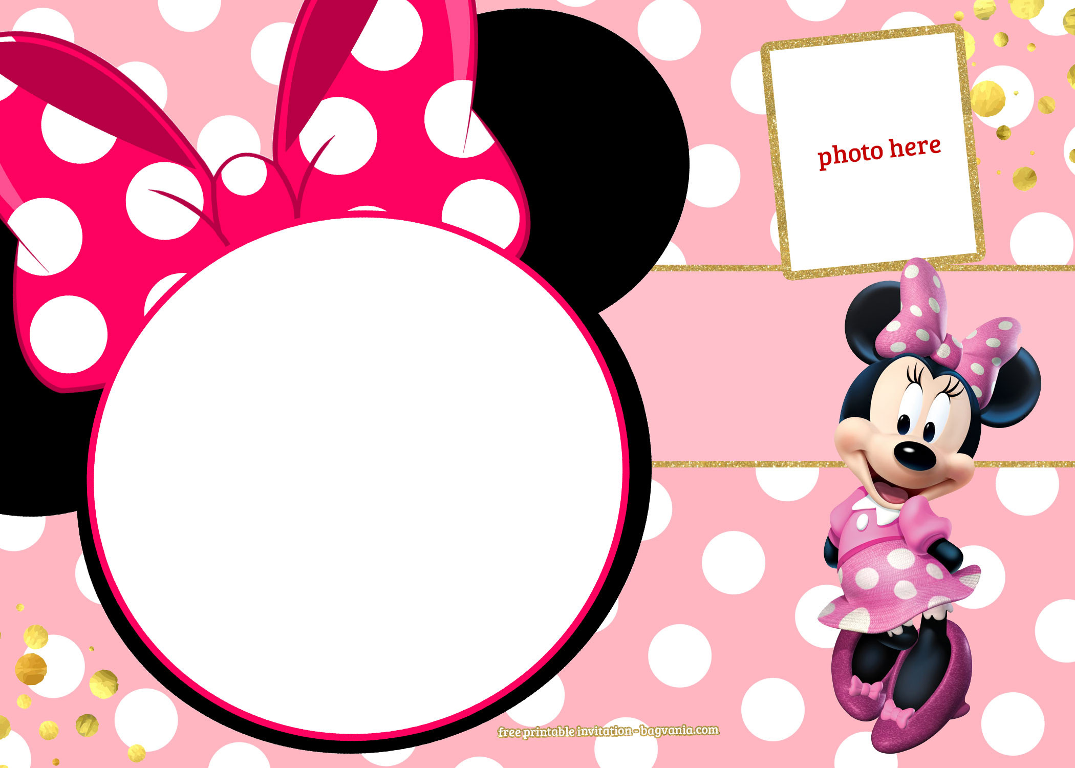 Minnie Mouse Birthday Party Invitations
 FREE Printable Minnie Mouse Pinky Birthday Invitation