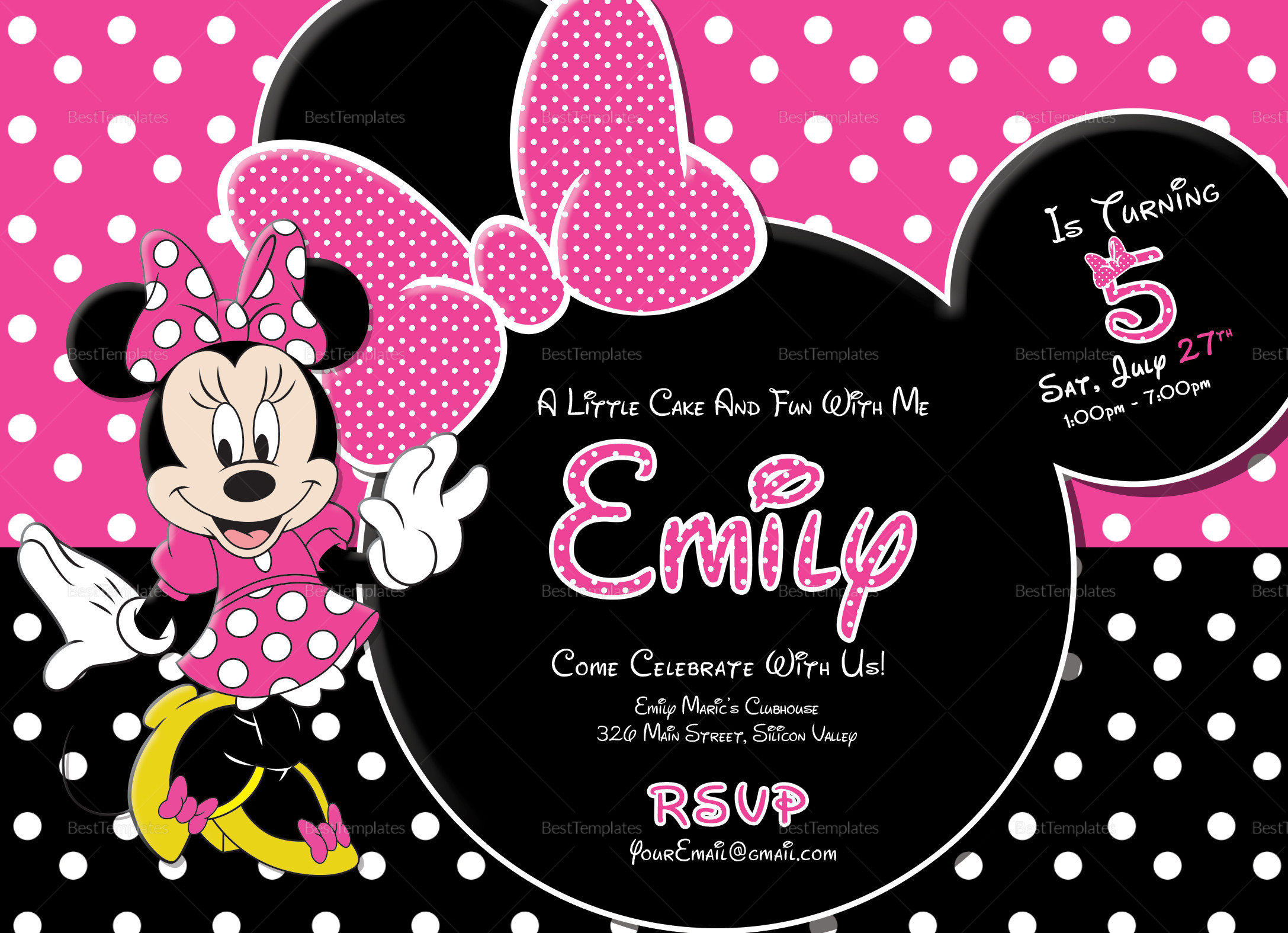 Minnie Mouse Birthday Party Invitations
 Special Minnie Mouse Birthday Invitation Design Template