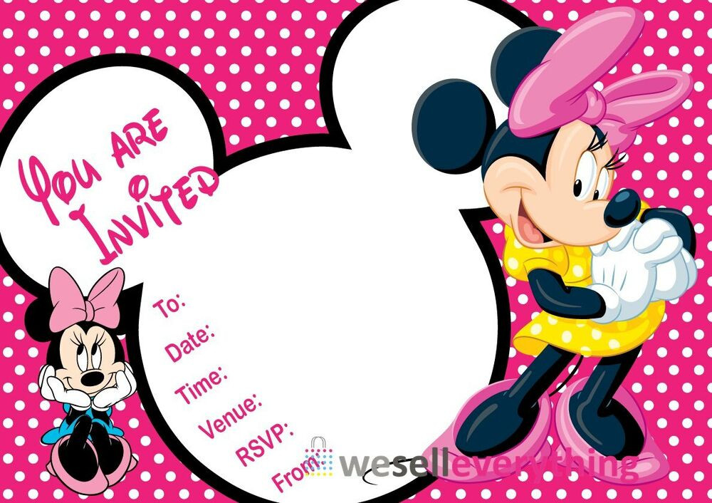 Minnie Mouse Birthday Party Invitations
 20 MINNIE MOUSE PARTY INVITATIONS KIDS CHILDREN"S INVITES