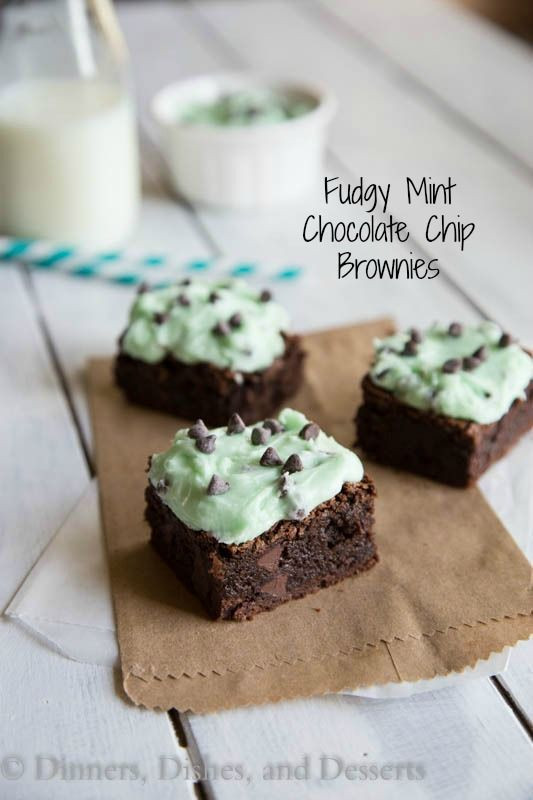 Mint Chocolate Chip Brownies
 Fudgy Mint Chocolate Chip Brownies