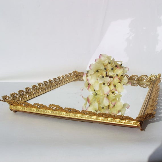 Mirrored Bathroom Tray
 Vintage Mirror Perfume Tray Gold Framed Mirrored Vanity