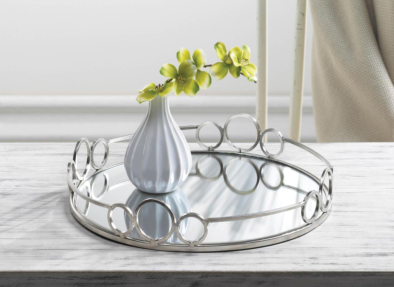 Mirrored Bathroom Tray
 SILVER CIRCLES Mirrored Vanity Tray Modern Round Trays