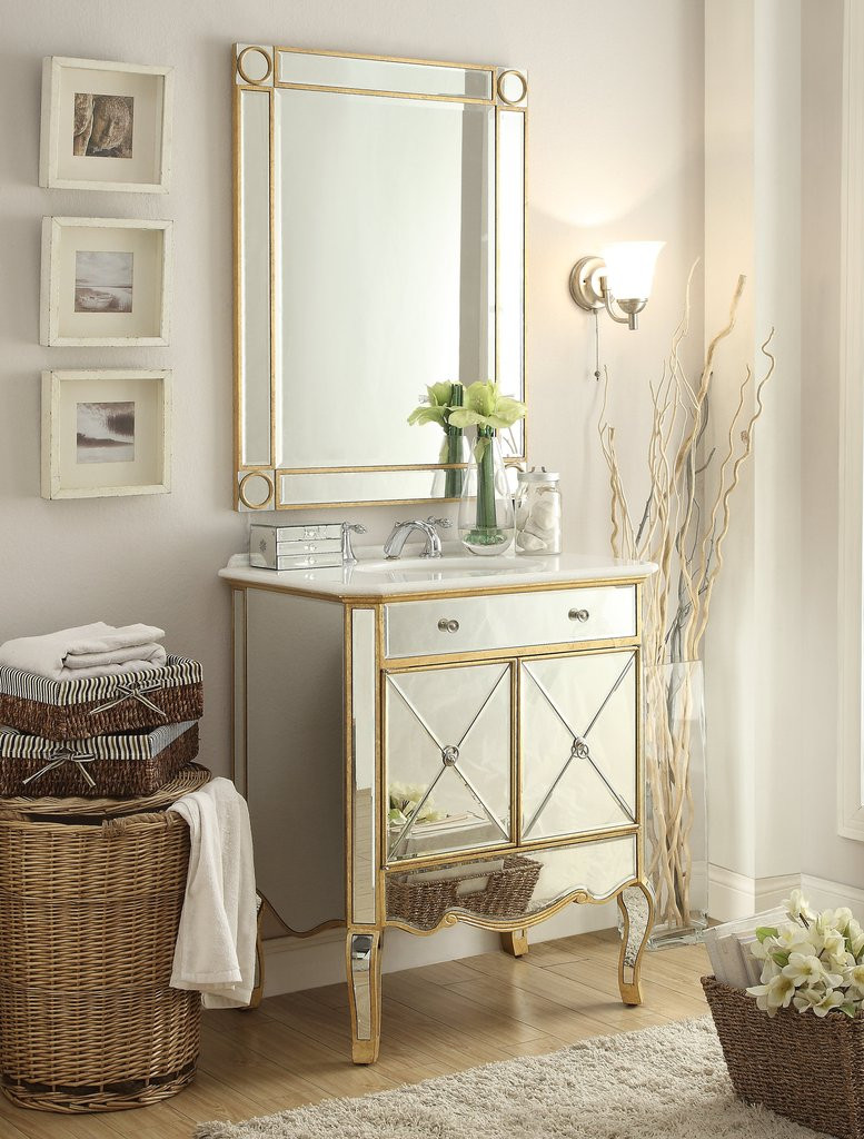 Mirrored Vanities For Bathroom
 30" Decor Style Mirror refection Adelisa Bathroom Sink