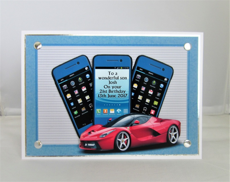 Mobile Birthday Cards
 Mobile phone and sports car birthday card layered