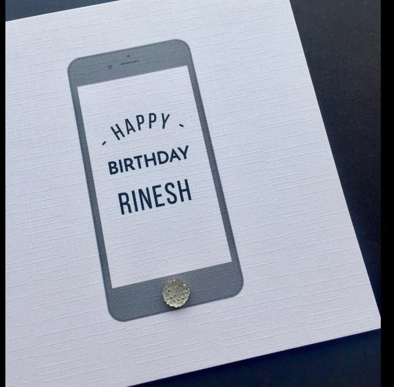 Mobile Birthday Cards
 Mobile Phone iPhone Birthday Card Square Personalised