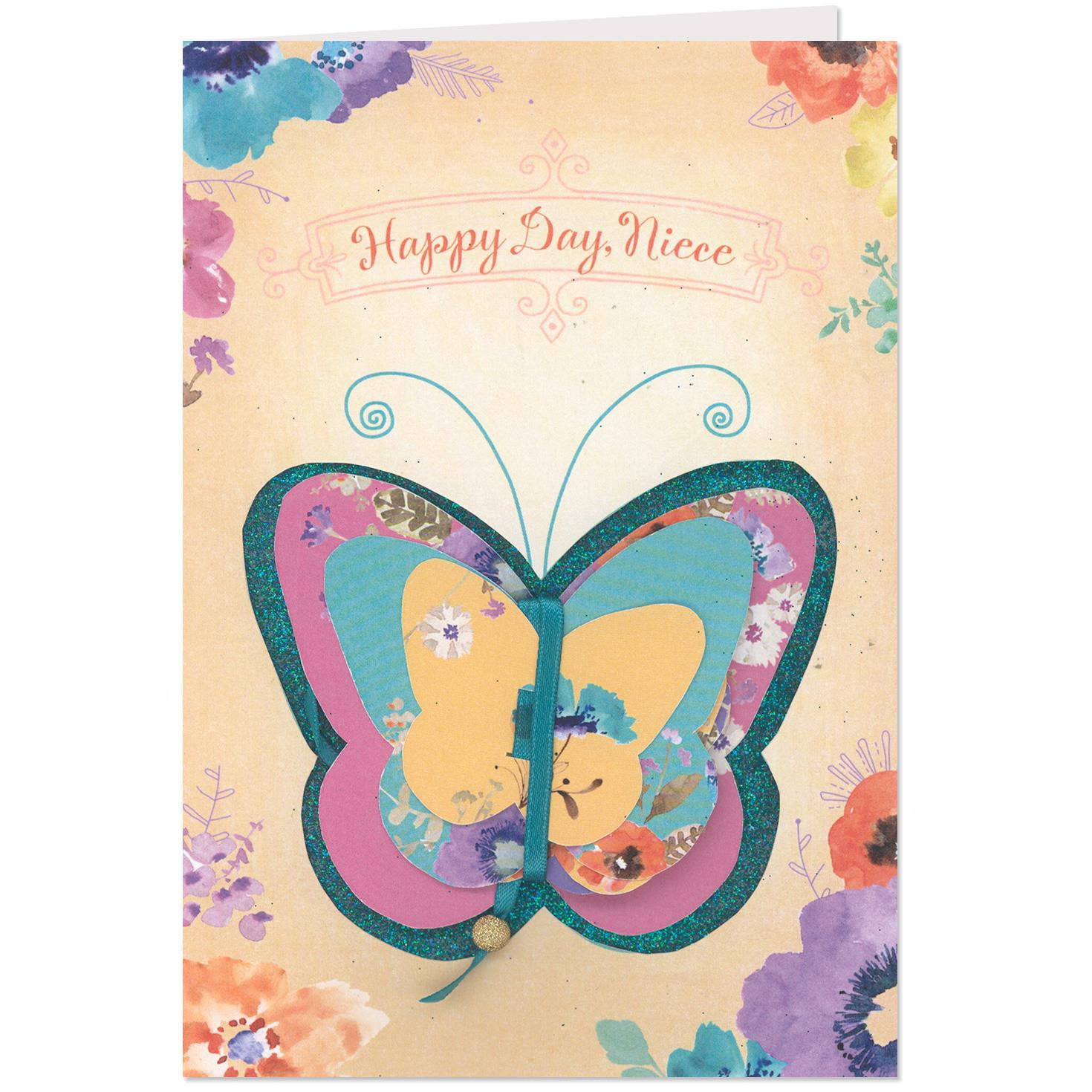 Mobile Birthday Cards
 Butterfly Mobile Birthday Card for Niece Greeting Cards