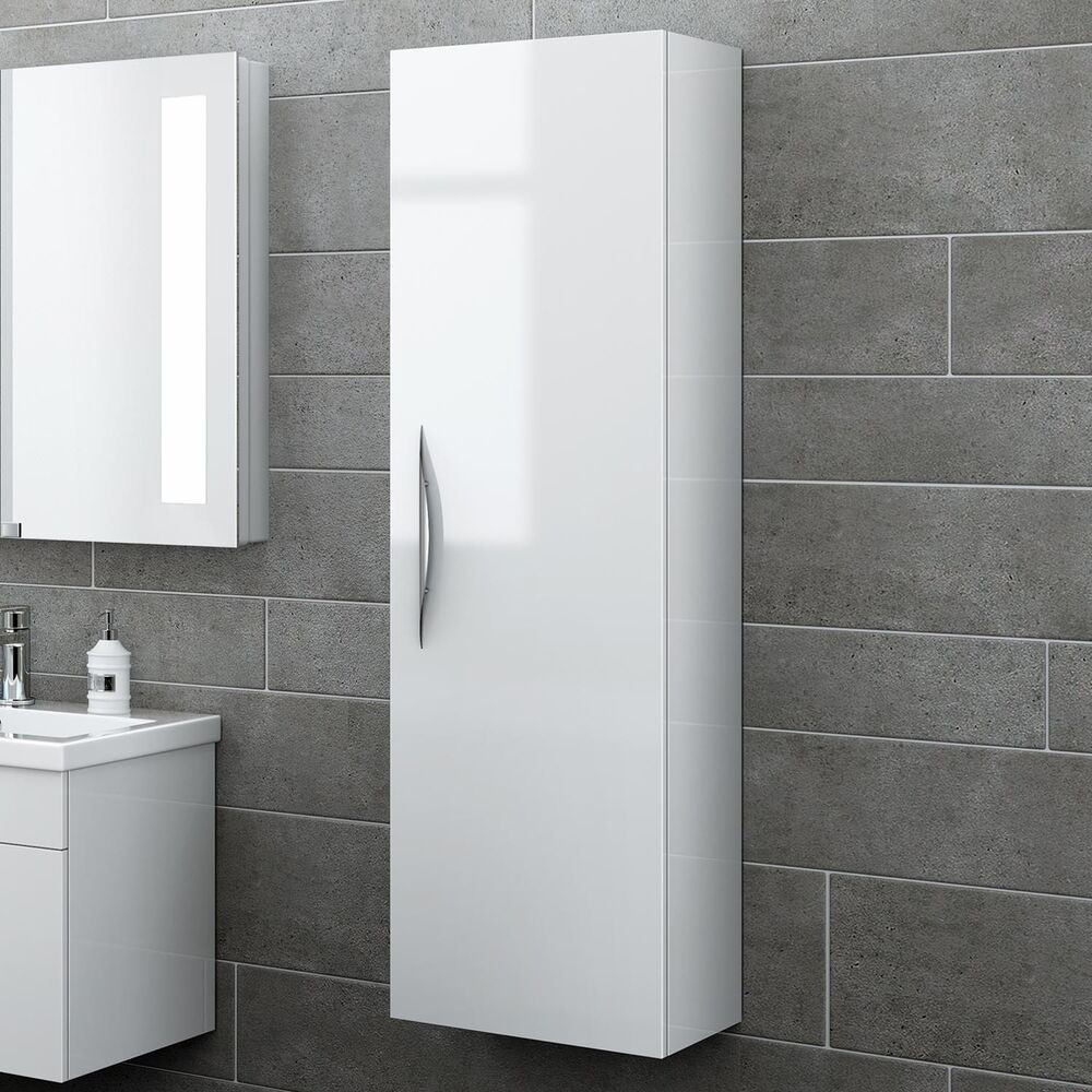 Modern Bathroom Storage
 1200mm Tall Modern White Gloss Bathroom Furniture Cabinet