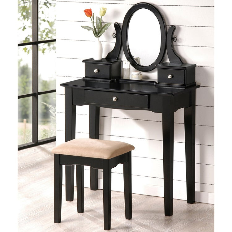 Modern Bedroom Vanity Sets
 Black Contemporary Bedroom Vanity Set with Stool