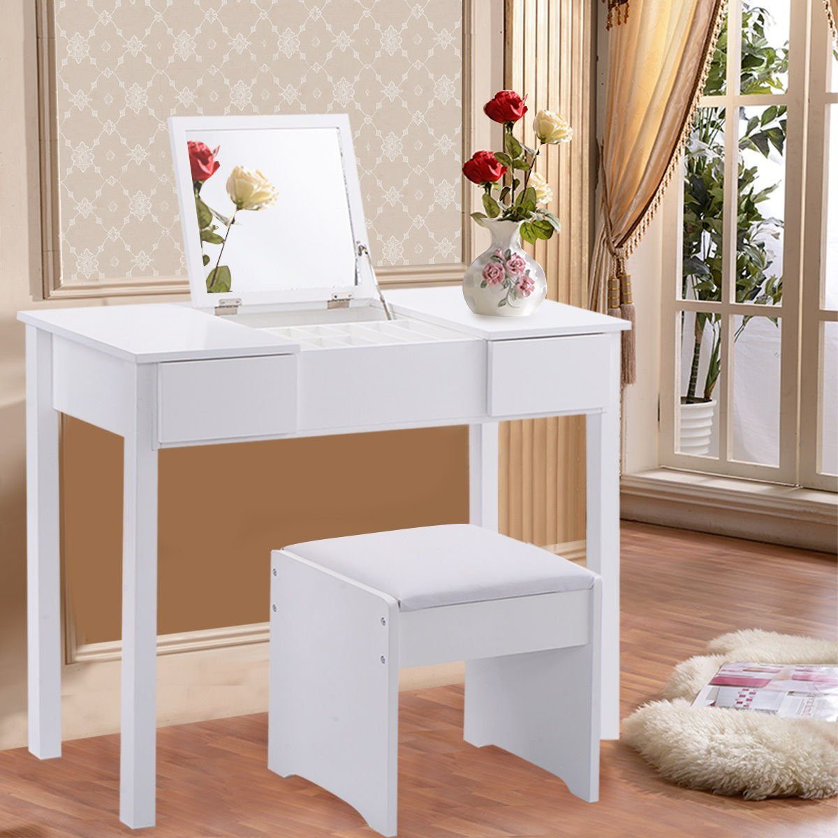 Modern Bedroom Vanity Sets
 Vanity Set Hollywood Modern Table With Storage Lights For