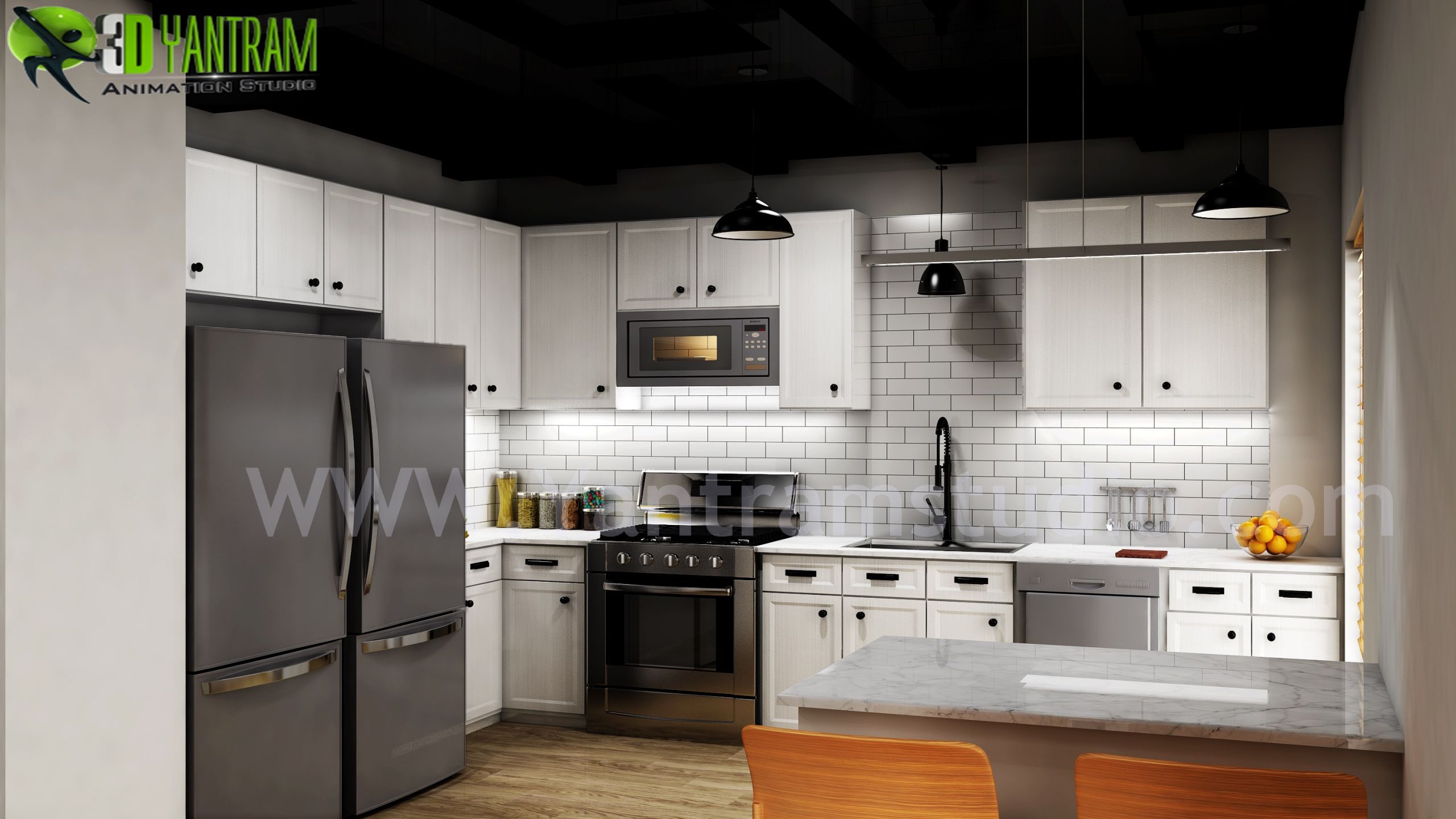 Modern Small Kitchen Design
 Modern Small Kitchen Design Ideas by Yantram 3d Interior