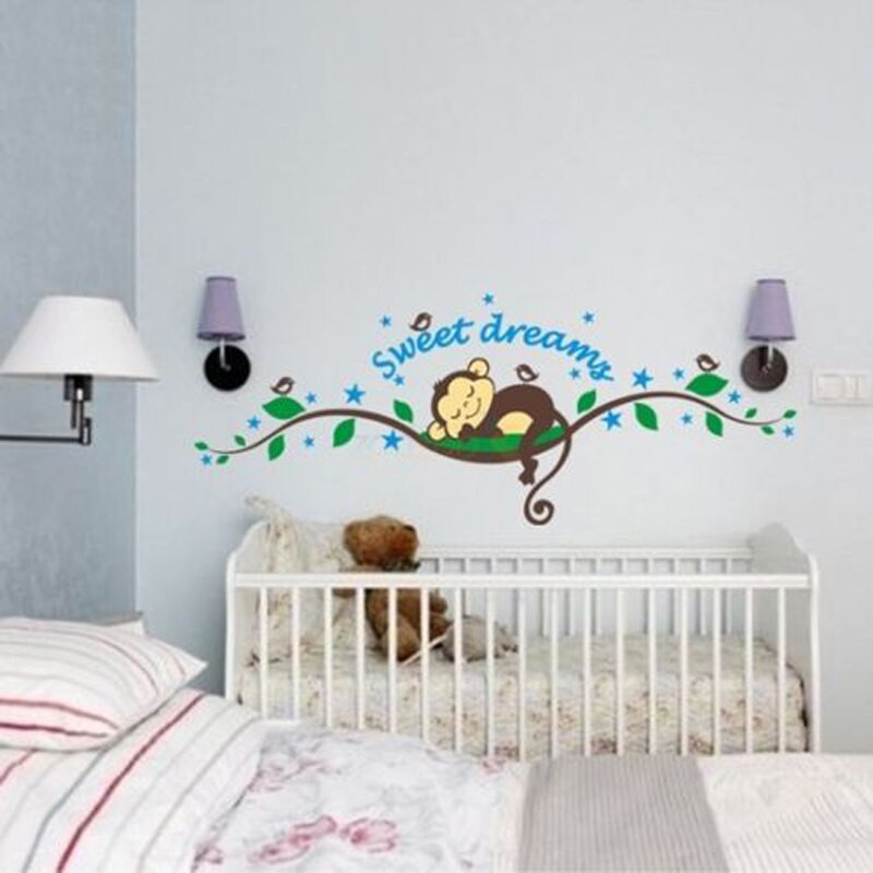 Monkey Baby Room Decor
 Piquant Monkey sweet dream Removable Wall Stickers Decal