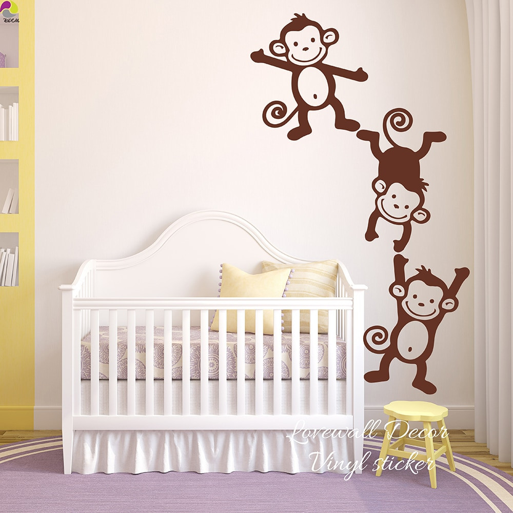 Monkey Baby Room Decor
 Set of 3 Monkey Wall Sticker Baby Nursery Kids Room