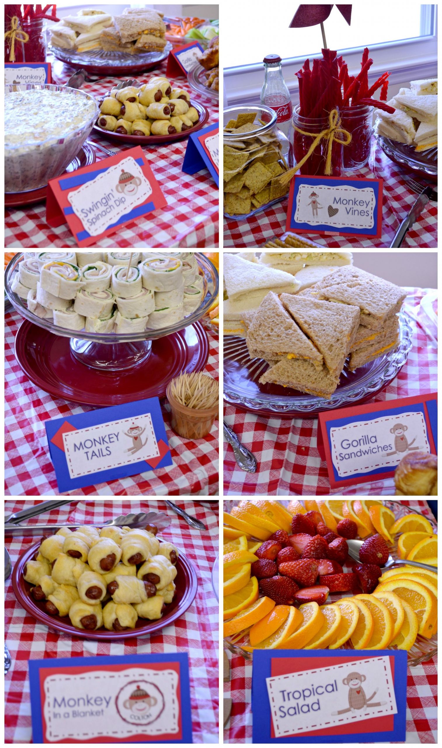 Monkey Birthday Party Food Ideas
 and the food for my sock monkey baby shower The red