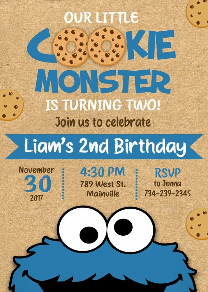 Monster Birthday Party Invitations
 Cookie Monster Birthday Party Invitation Cookie Monster