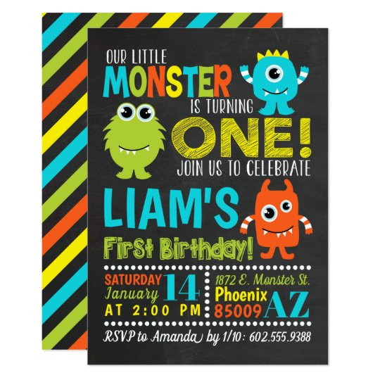Monster Birthday Party Invitations
 Monster 1st Birthday Party Invitation