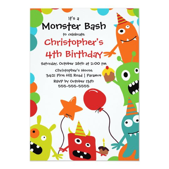 Monster Birthday Party Invitations
 CUTE Little Monster Bash Birthday Party Invitation
