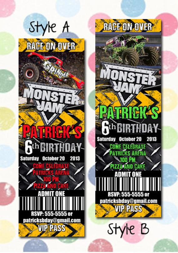 Monster Jam Birthday Invitations
 Monster Jam Monster Trucks Birthday Party by DigiPopCards