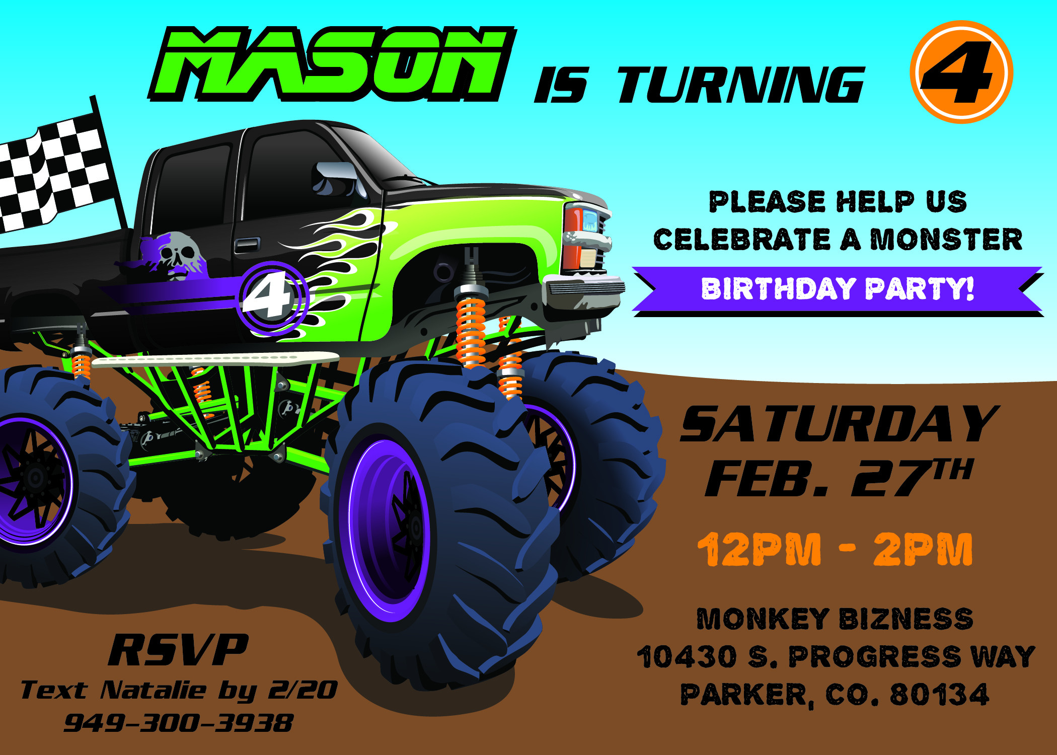 Monster Truck Birthday Invitations
 Monster Truck Birthday Invitations – Blackline