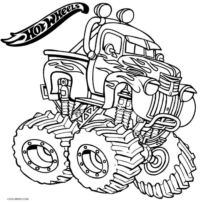 Monster Truck Coloring Pages Printable
 Printable Hot Wheels Coloring Pages For Kids