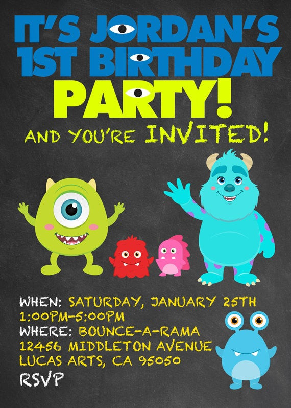 Monsters Inc Birthday Invitations
 Disney Pixar Monsters Inc Birthday Invitations ANY PARTY