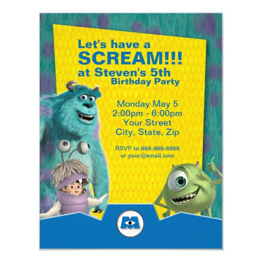 Monsters Inc Birthday Invitations
 Monsters Inc Birthday Invitation