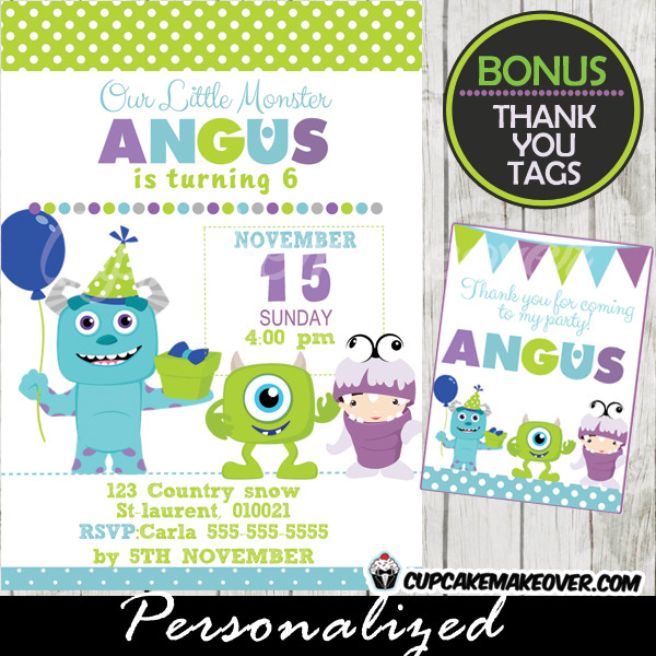 Monsters Inc Birthday Invitations
 Monsters Inc Birthday Party Invitation Card Boys