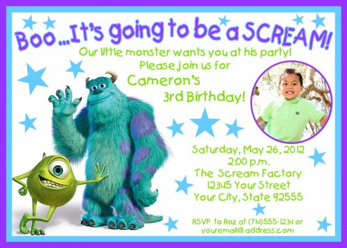 Monsters Inc Birthday Invitations
 Monsters inc Birthday Invitations Ideas – Bagvania FREE