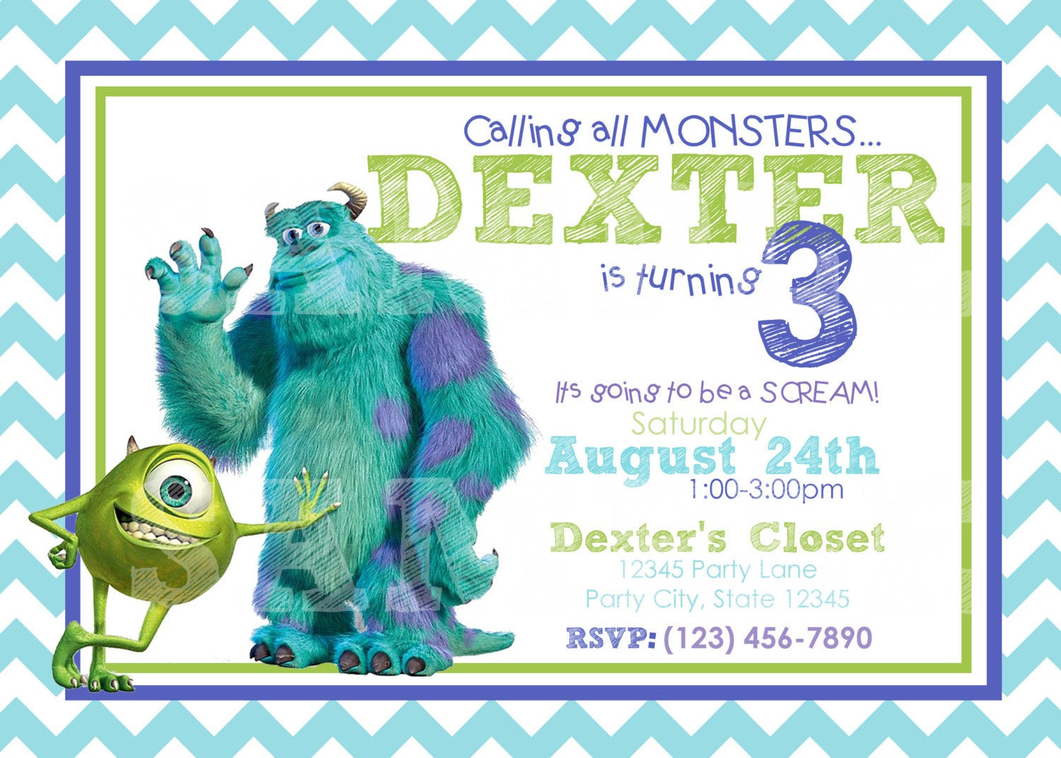 Monsters Inc Birthday Invitations
 Etsy Your place to and sell all things handmade