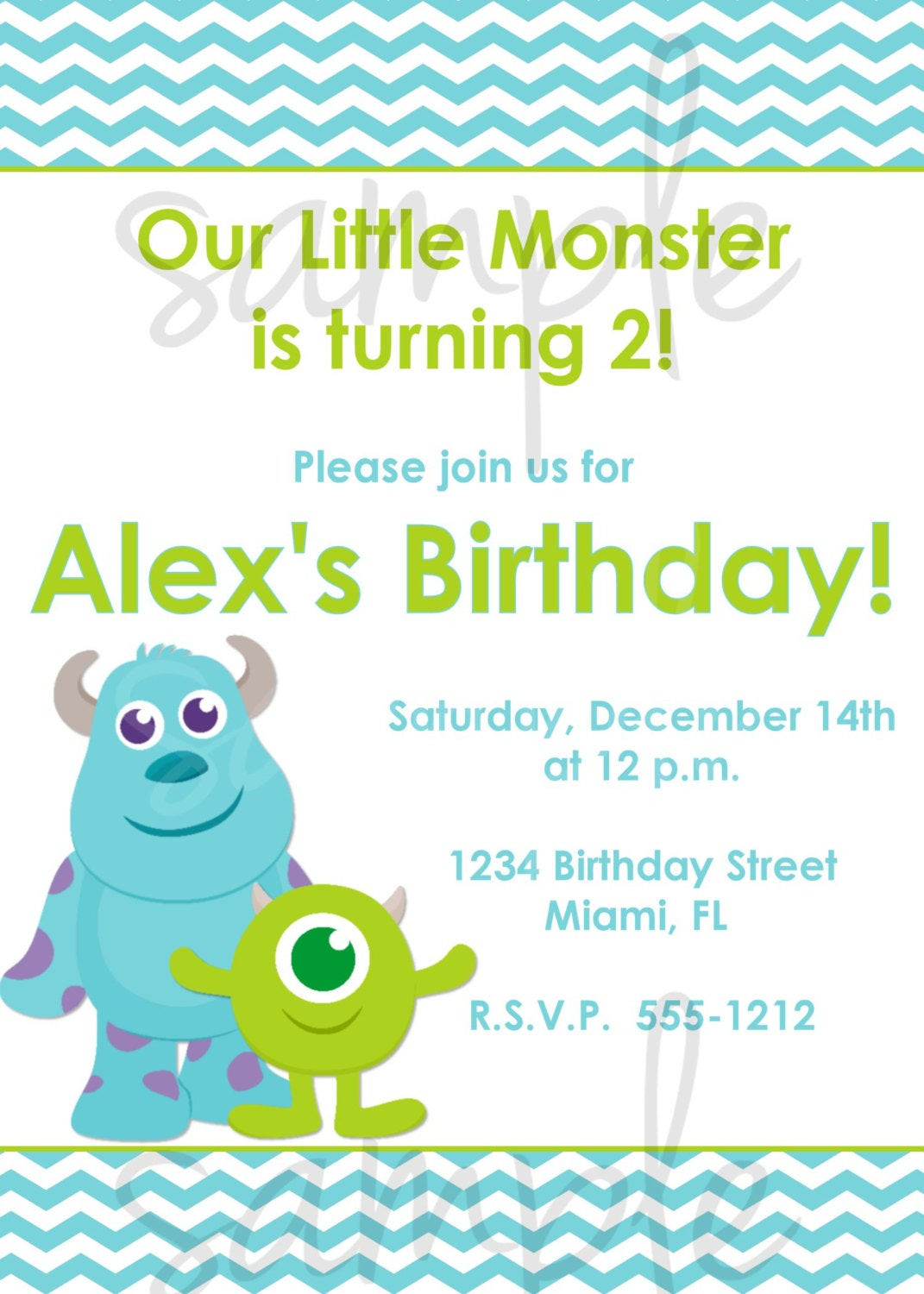 Monsters Inc Birthday Invitations
 Monster Inc Birthday Invitation Inspired monsters inc