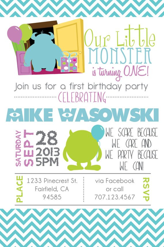 Monsters Inc Birthday Invitations
 Printable Monsters Inspired 1st Birthday Birthday