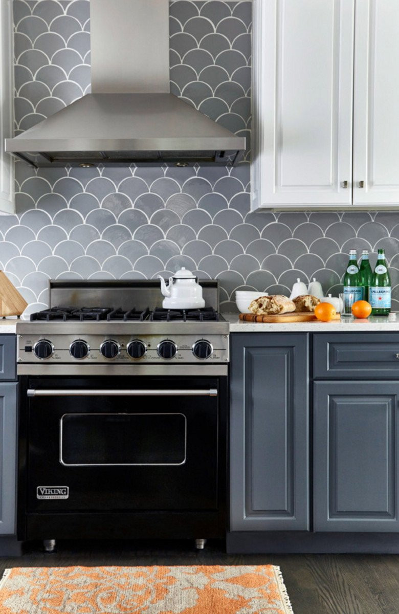 Moroccan Tile Kitchen Backsplash
 Before & After Grey Moroccan Fish Scale Backsplash