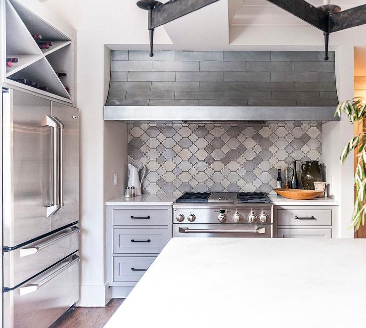 Moroccan Tile Kitchen Backsplash
 Cooking Nook with Gray Moroccan Tile Backsplash