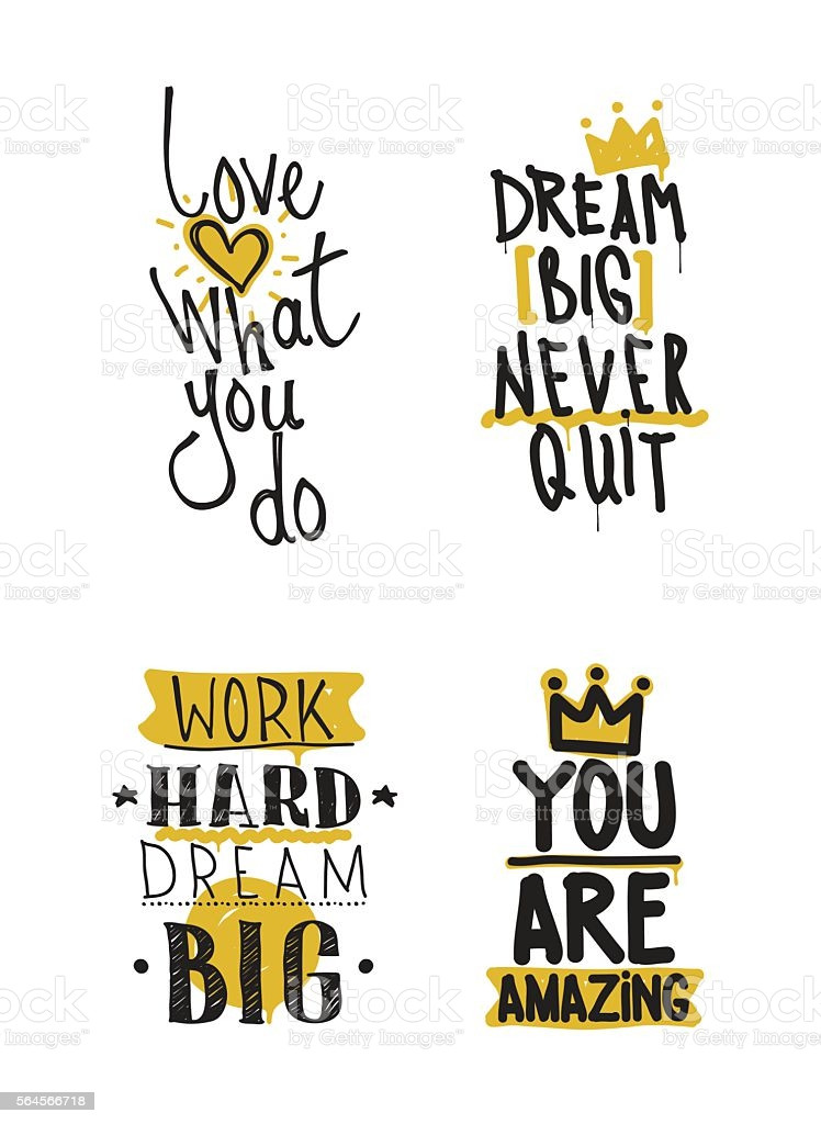 Motivational Quotes Picture
 Color Inspirational Vector Illustration Set Motivational