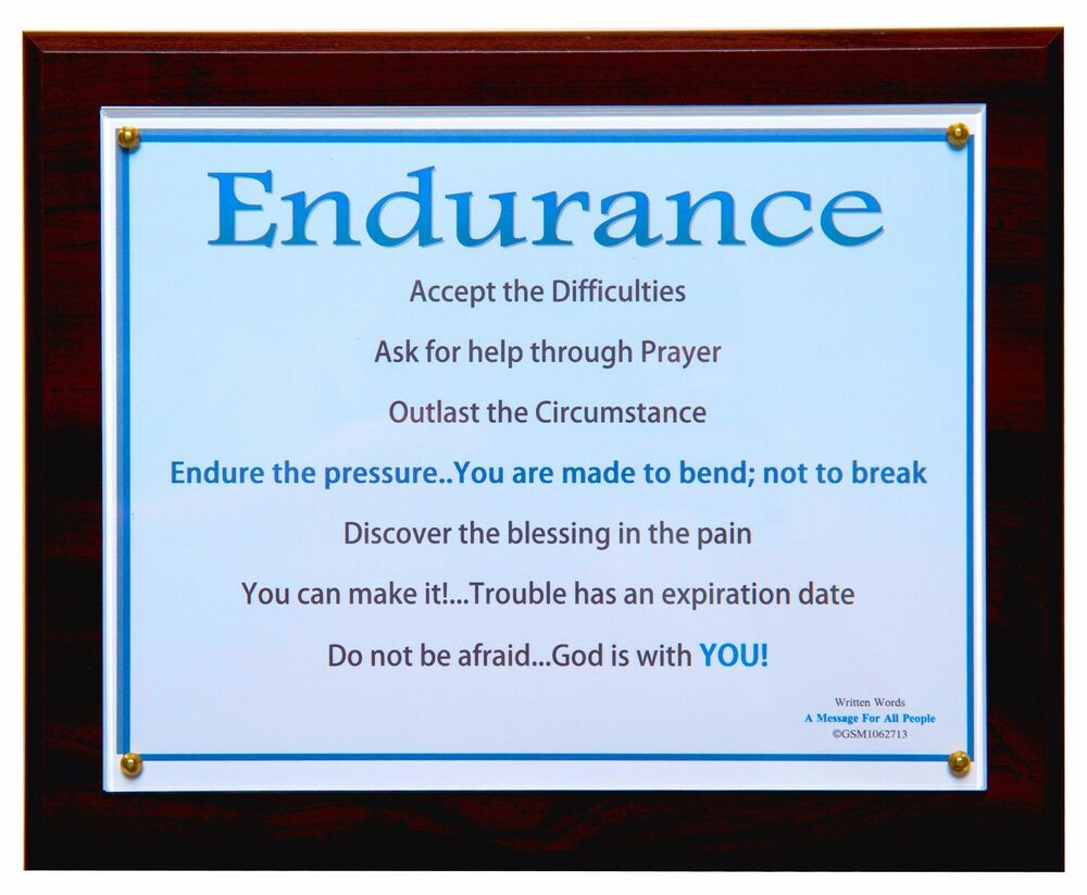 Motivational Quotes Picture
 Inspirational Wall Art “Endurance” 10 5 x 13 Wood Plaque
