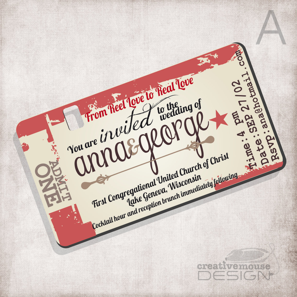 Movie Ticket Wedding Invitations
 Wedding Invitation movie ticket Bridal invitation Birthday